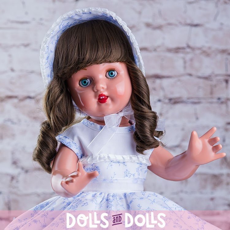 Bambola Mariquita Pérez 50 cm - Con vestito bianco con fiori azzurri
