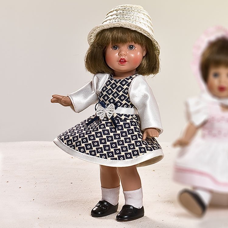 Mini bambola Mariquita Pérez 21 cm - Con rombi vestito blu navy e cappello