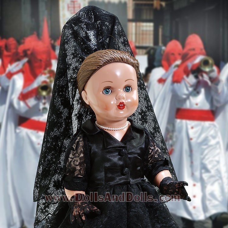 Bambola Mariquita Pérez 50 cm - Con vestito nero e scialle spagnolo