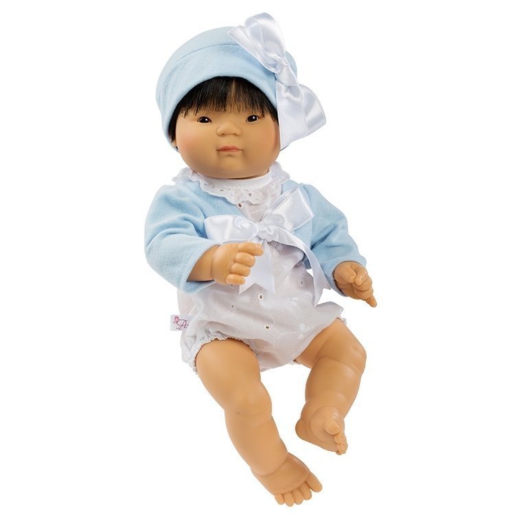 Bambola Así 36 cm - Chinín con pagliaccetto bianco con giacca celeste