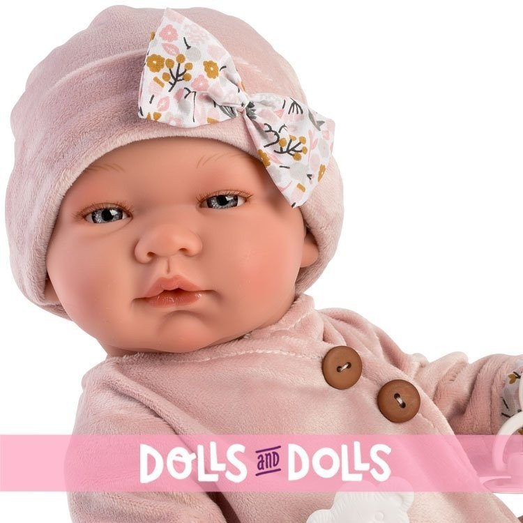 Bambola Así 43 cm - María con abito in velluto rosa antico