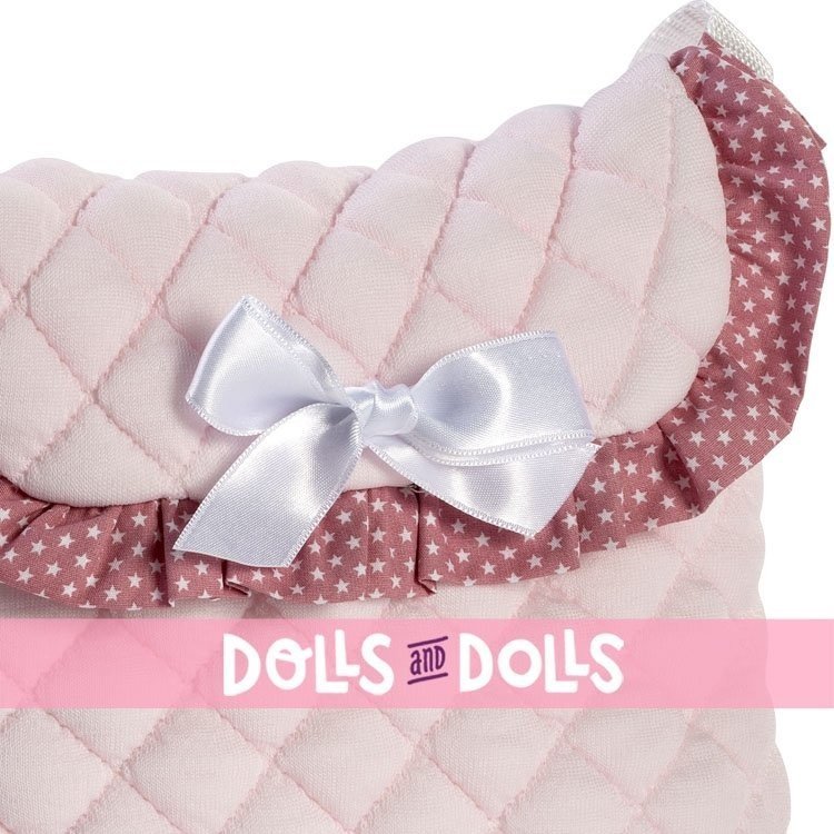 Complementi per bambola Así - Borsa rosa con stelle bianche per passeggino ombrello bambola