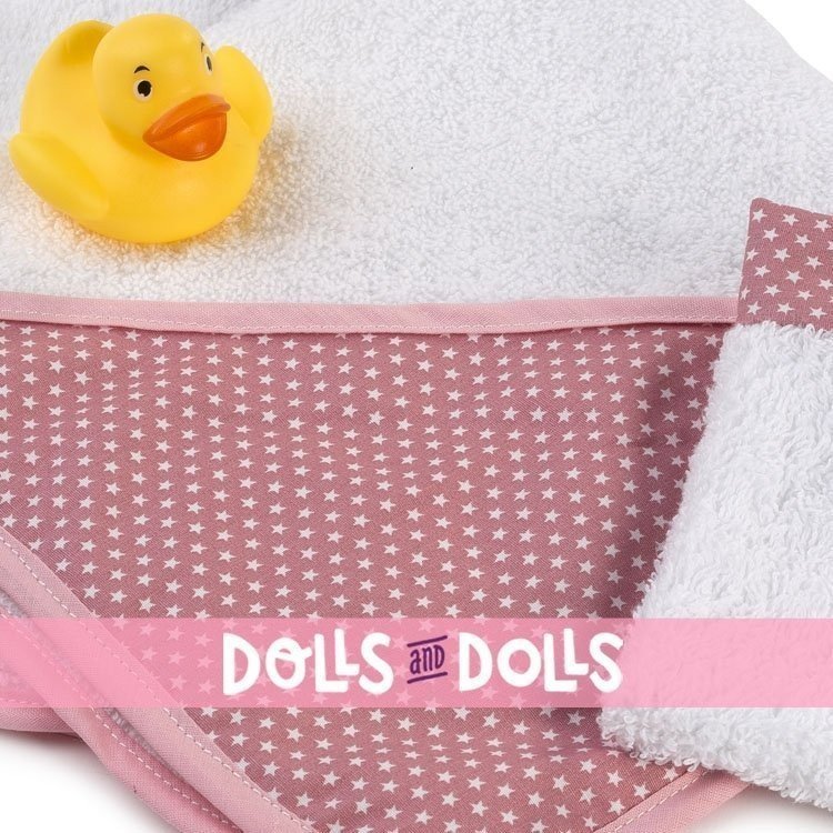 Accessori per bambola Así da 36 a 43 cm - Mantella da bagno rosa con stelle bianche e paperella di gomma