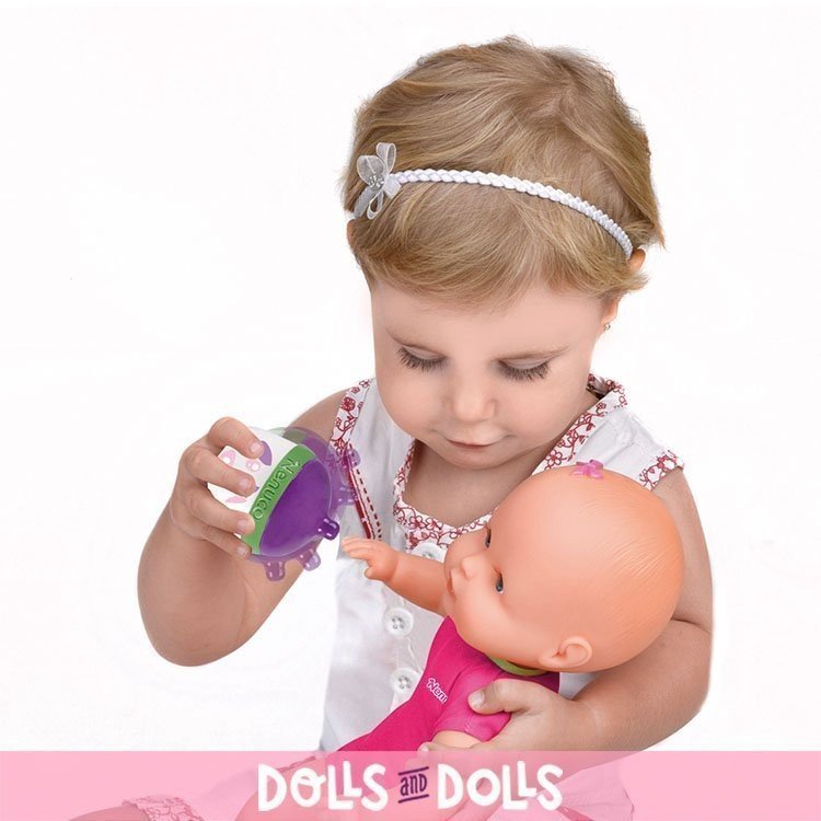 Bambola Nenuco 35 cm - Nenuco con bottiglia sonaglio e pagliaccetti rosa