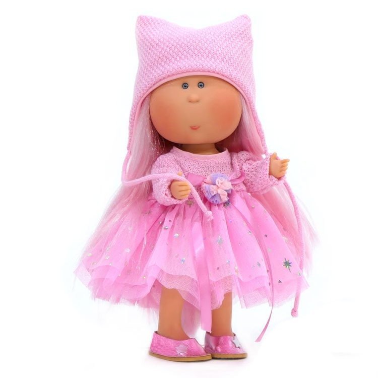 Bambola Nines d'Onil 30 cm - Mia con capelli rosa e vestito da principessa