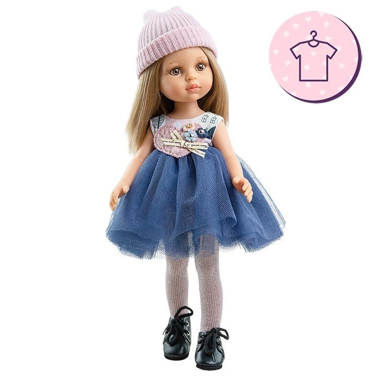 Completo per bambola Paola Reina 32 cm - Las Amigas - Abito in tulle blu Carla