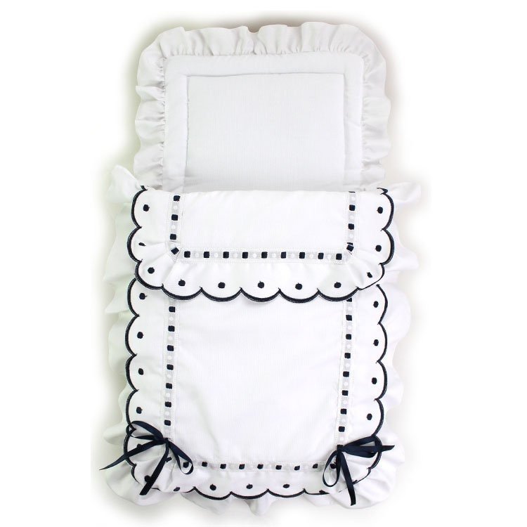 Saco blanco/cinta marino festón cochecito Arrue y Bebelux