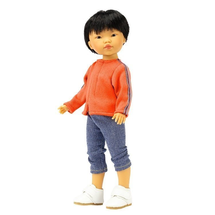 Bambola Vestida de Azul 28 cm - Los Amigos de Carlota - Kenzo con jeans e giacca arancione