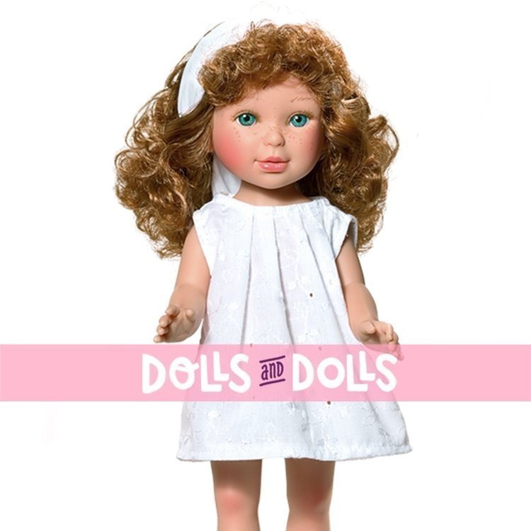 Bambola Vestida de Azul 33 cm - Paulina dai capelli rossi con vestito bianco