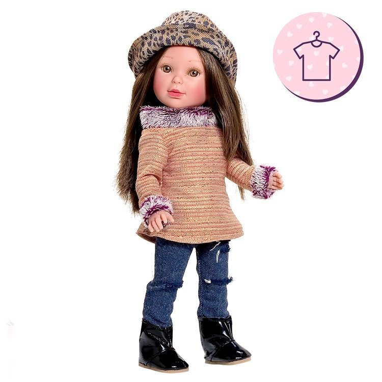 Completo per bambola Vestida de Azul 33 cm - Paulina - Completo con cappello stampato