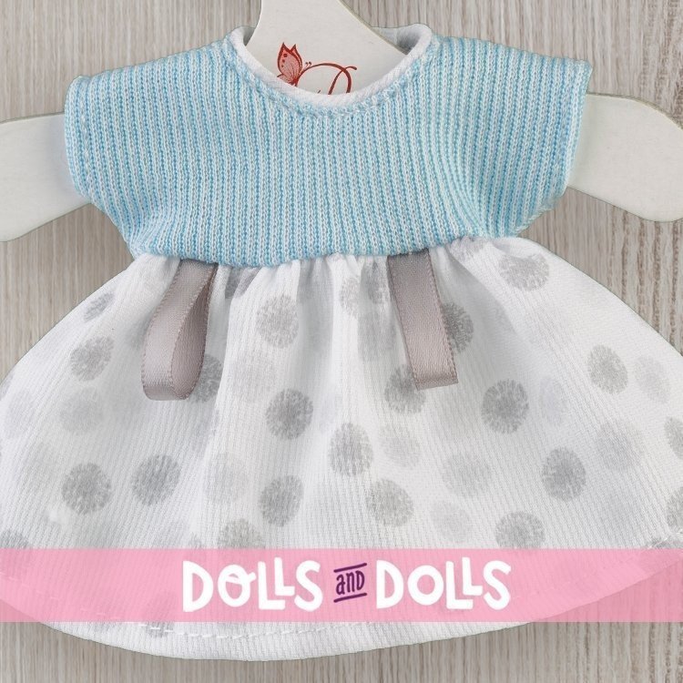 Completo per bambola Así 20 cm - Abito in maglia blu e piquet bianco e grigio per bambola Cheni
