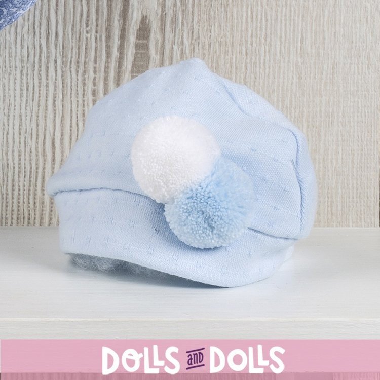Completo per bambola Así 36 cm - Tutina a fiori blu con giacca plumeti per Guille