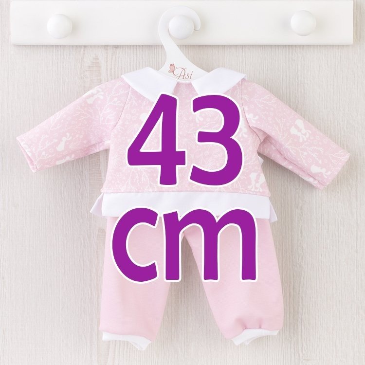Completo per bambola Así 43 cm - Tuta rosa coniglietto per bambola María