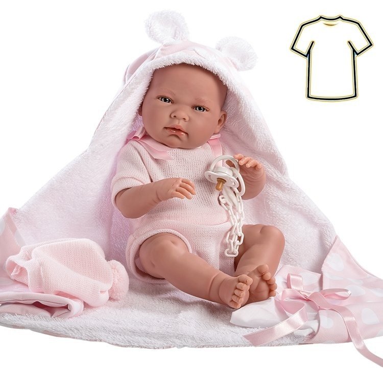 Vestiti per bambole Llorens 38 cm - Completo rosa con coperta con cappuccio