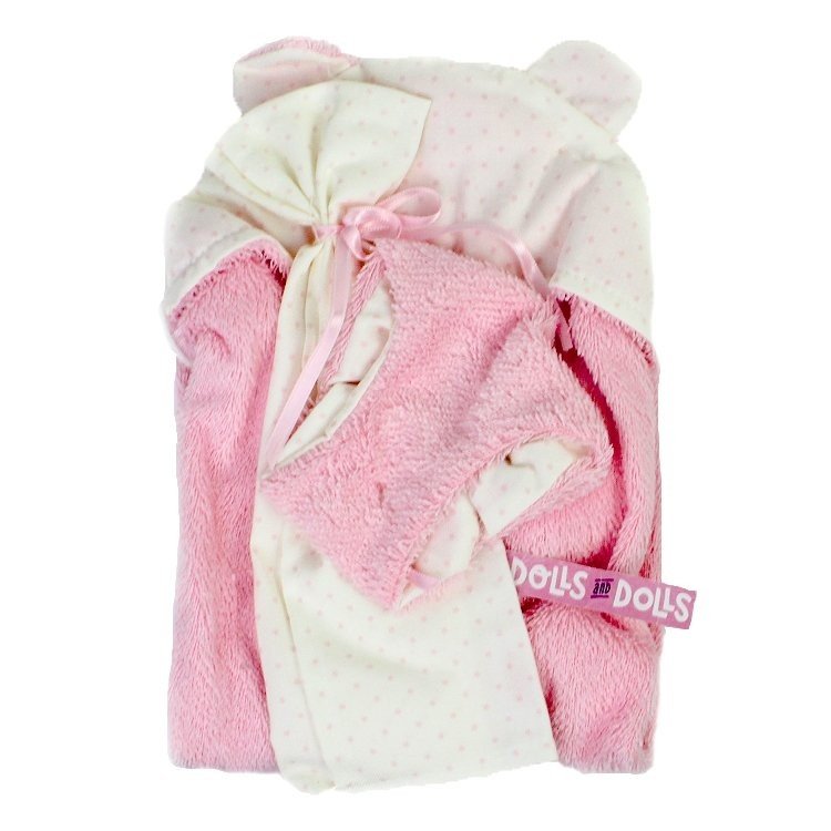 Vestiti per bambole Llorens 35 cm - Completo rosa con cappuccio, asciugamano, lenzuolo e pannolino