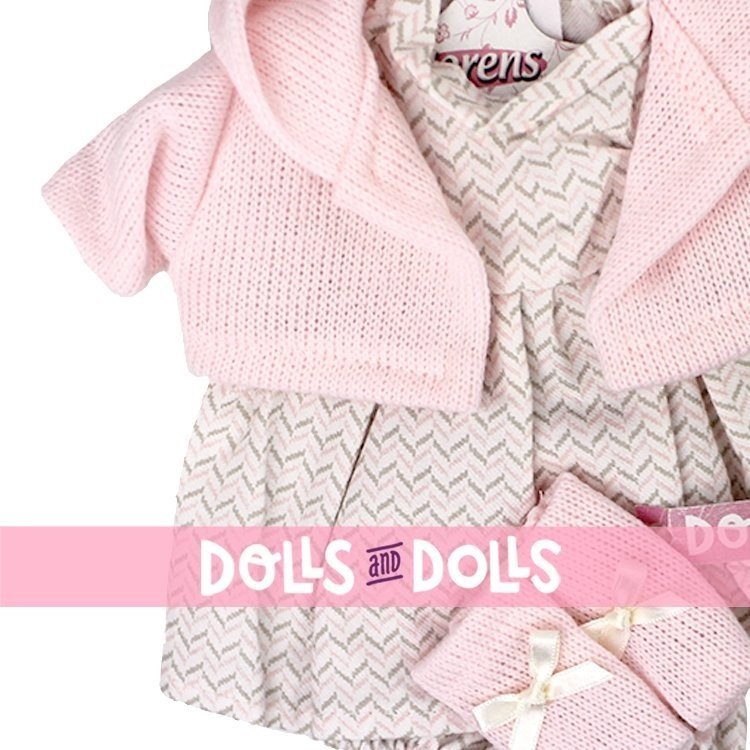 Vestiti per bambole Llorens 33 cm - Completo stampato con giacca e stivaletti rosa
