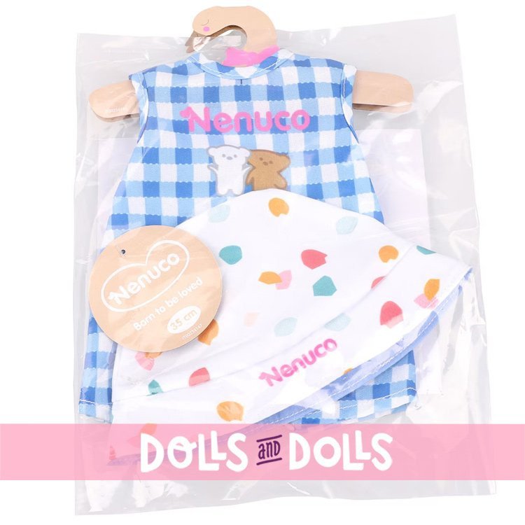 Completo per bambola Nenuco 35 cm - Abito a scacchi blu