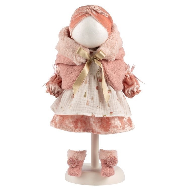 Vestiti per bambole Llorens 40 cm - Abito stampato a fantasia con giacca e cappello rosa