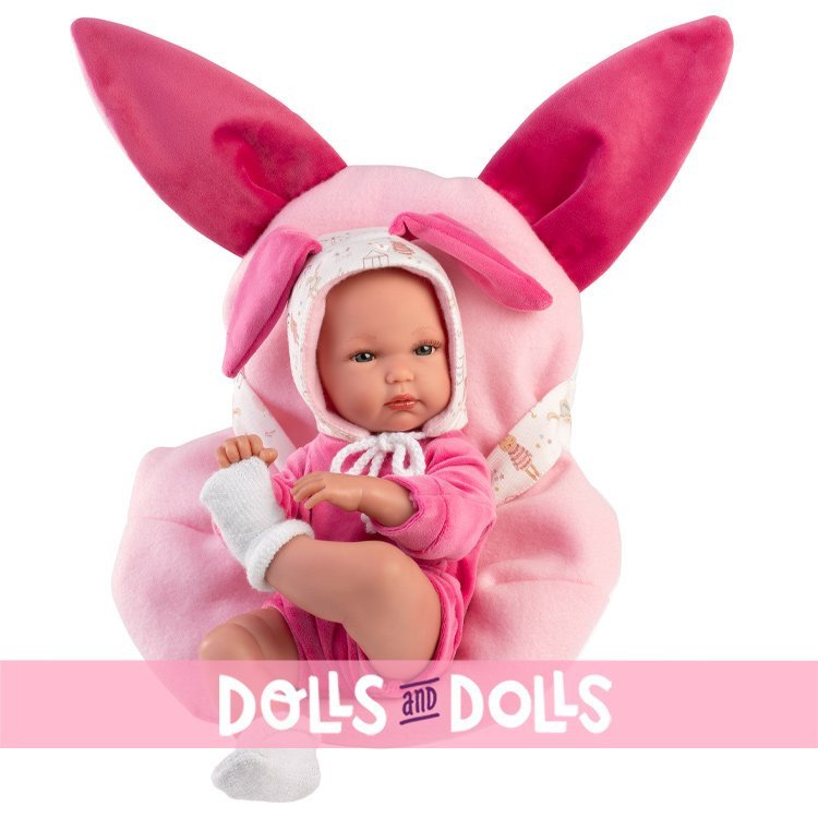 Bambola Llorens 35 cm - Bimba Neonata con marsupio a coniglietto