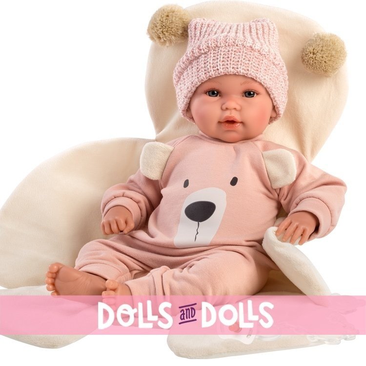 Bambola Llorens 36 cm - Orso rosa che piange neonato