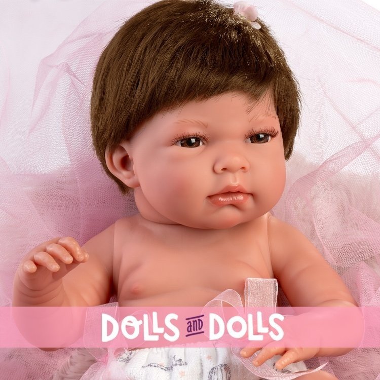 Bambola Llorens 40 cm - Nica neonata con cuscino rosa