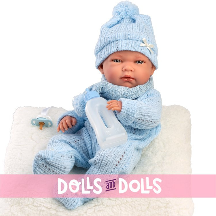 Bambolo Llorens 40 cm - Nico neonato con cuscino bianco