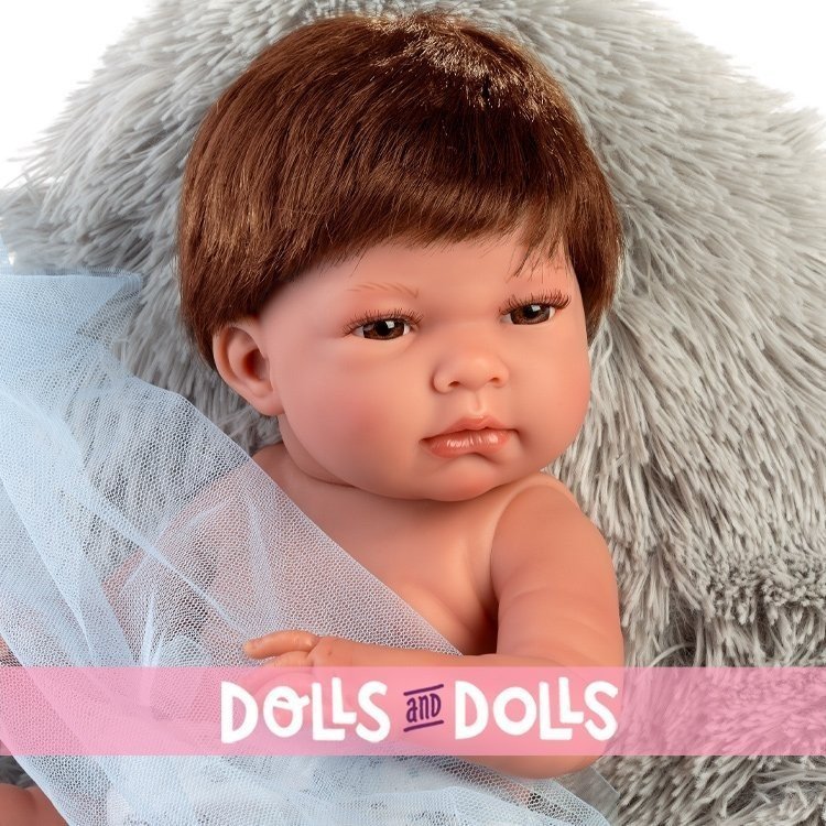 Bambolo Llorens 40 cm - Nico neonato con cuscino grigio
