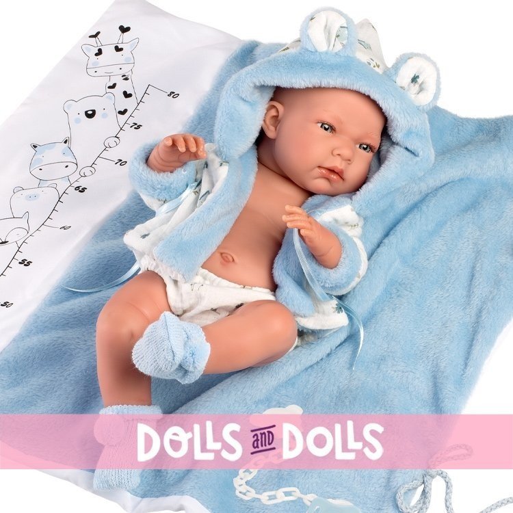 Bambola Llorens 40 cm - Nico neonato con fasciatoio da bagno
