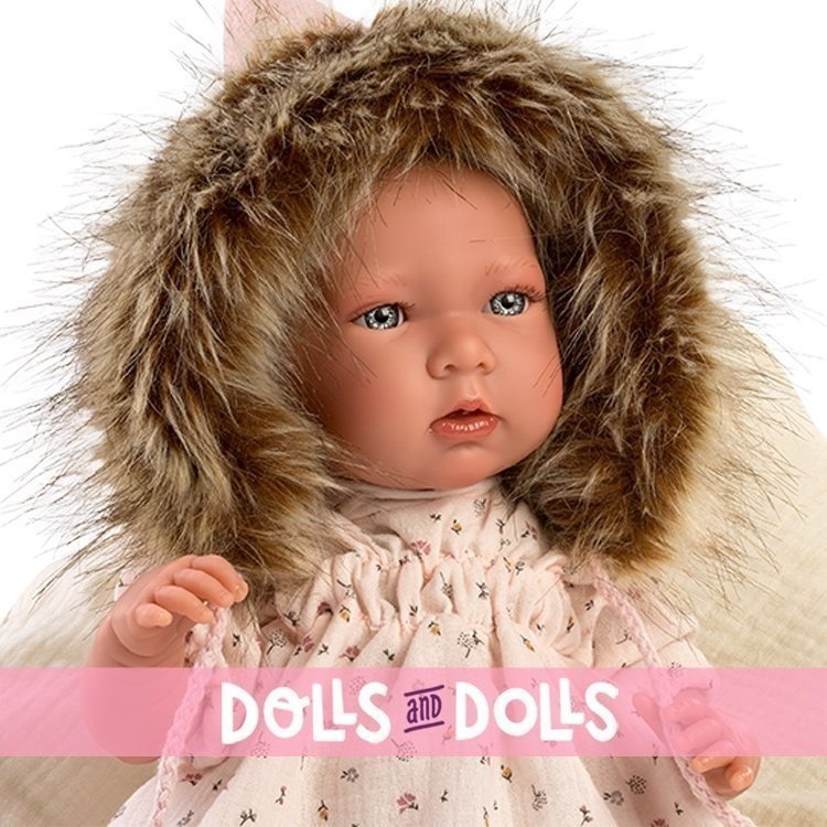 Bambola Llorens 40 cm - Mimì piangente neonato con cuscino e coperta
