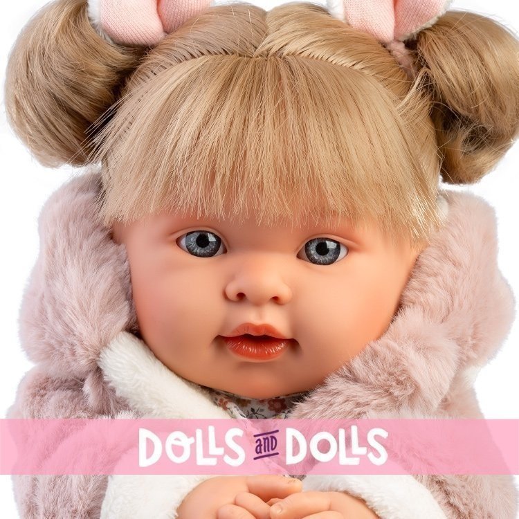 Bambola Llorens 42 cm - Alexandra piangente con giacca di lana e abito floreale