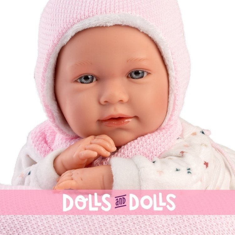 Bambola Llorens 40 cm - Neonata piagnucolone Mimì con cuscino di luna rosa