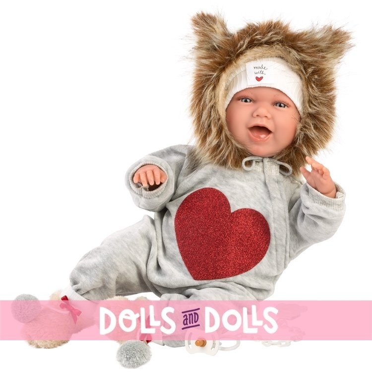 Bambola Llorens 40 cm - La neonata Mimi sorride con cuore glitterato