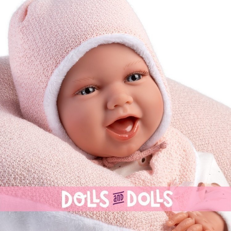 Bambola Llorens 40 cm - La neonata Mimi sorride con abito orsetto rosa luna