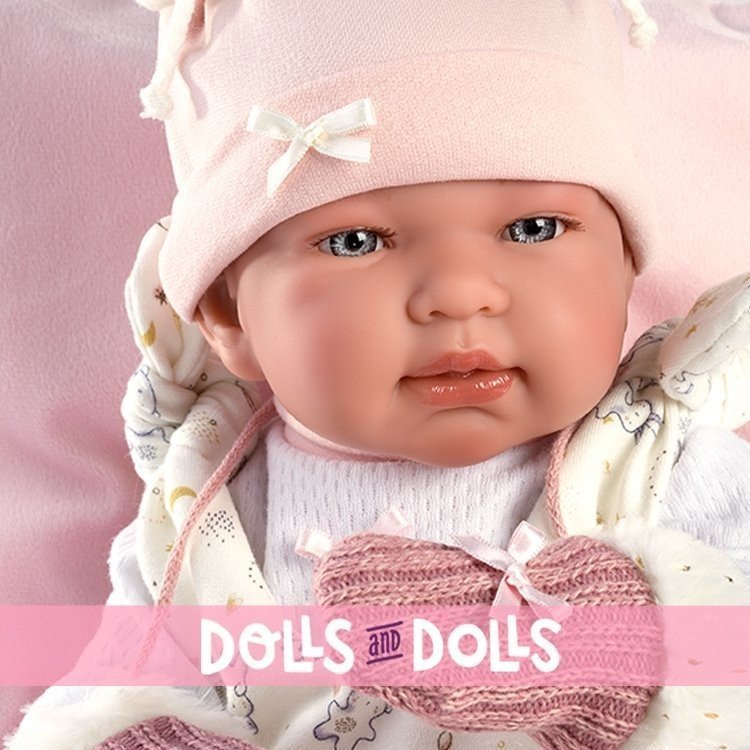 Bambola Llorens 44 cm - Neonata che piange Tina con cuscino