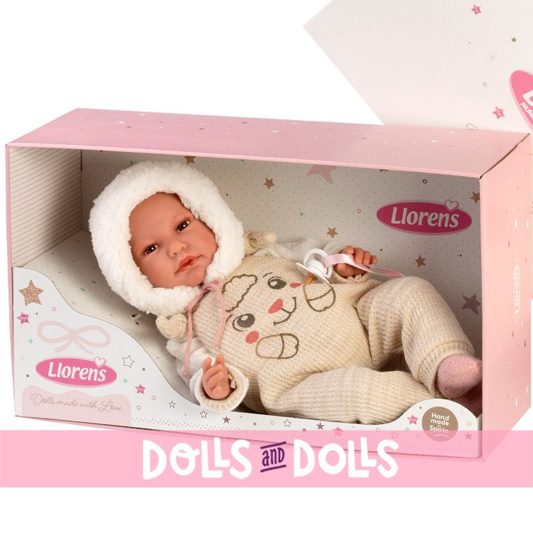 Bambolo Llorens 45 cm - Neonato piagnucolone Luis con completo invernale
