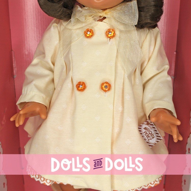 Bambola Mariquita Pérez 50 cm - Con cappotto beige e vestito color salmone
