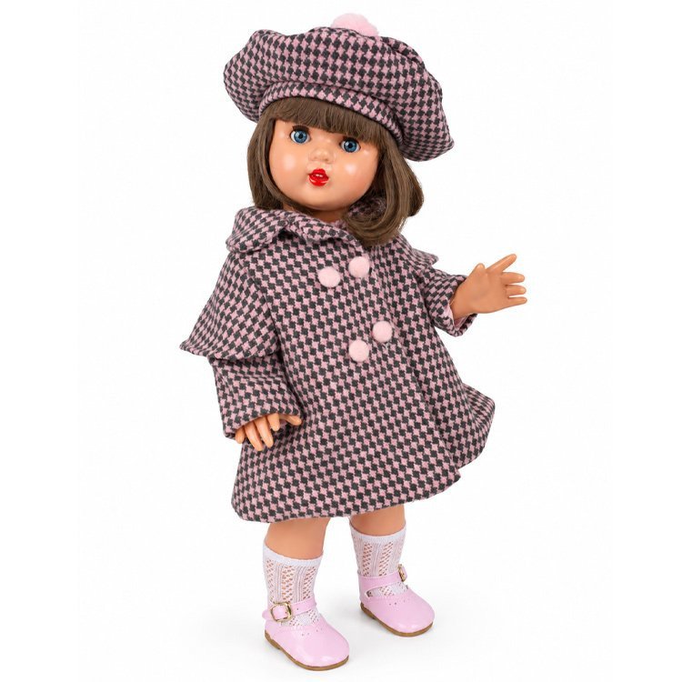 Bambola Mariquita Pérez 50 cm - Cappotto invernale a quadri - Bruna