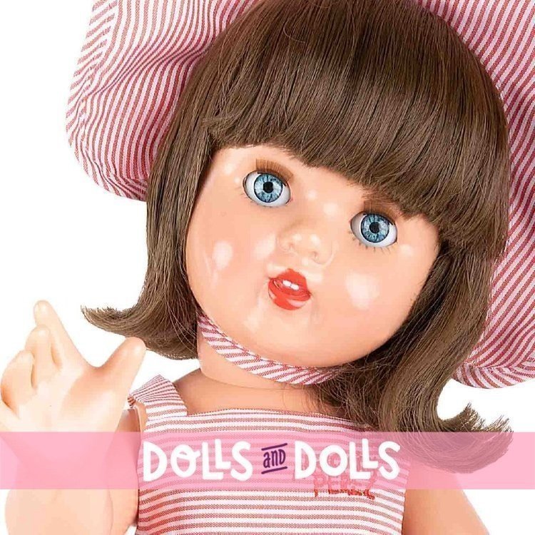 Bambola Mariquita Pérez 50 cm - Con abito a righe bianche e rosa con spalline