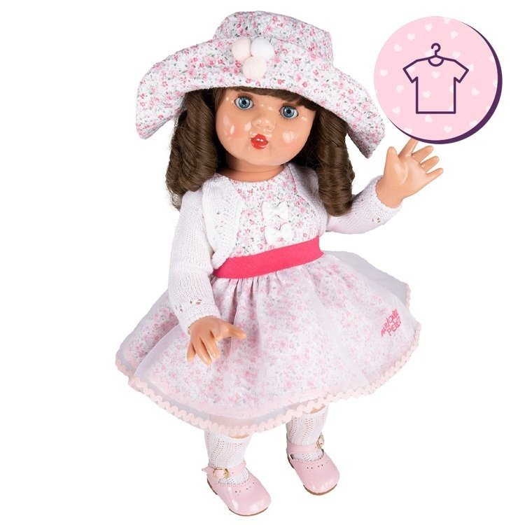 Completo per bambola Mariquita Pérez 50 cm - Abito a fiori rosa