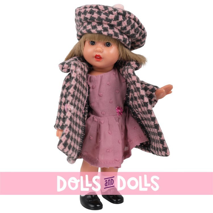 Mini bambola Mariquita Pérez 21 cm - Cappotto invernale a quadri - Bionda