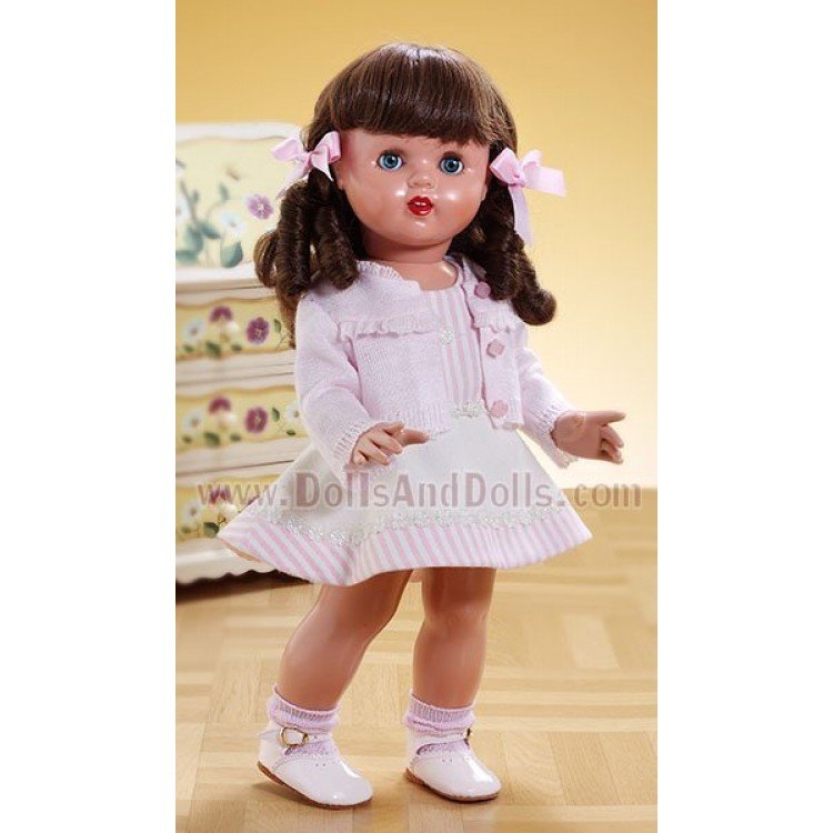 Mariquita Pérez Abito bianco a righe beige e giacca rosa