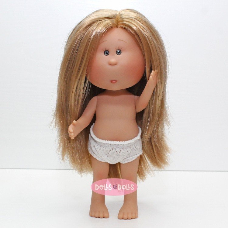 Bambola Nines d'Onil 30 cm - Little Mia bionda con capelli lisci - Senza vestiti