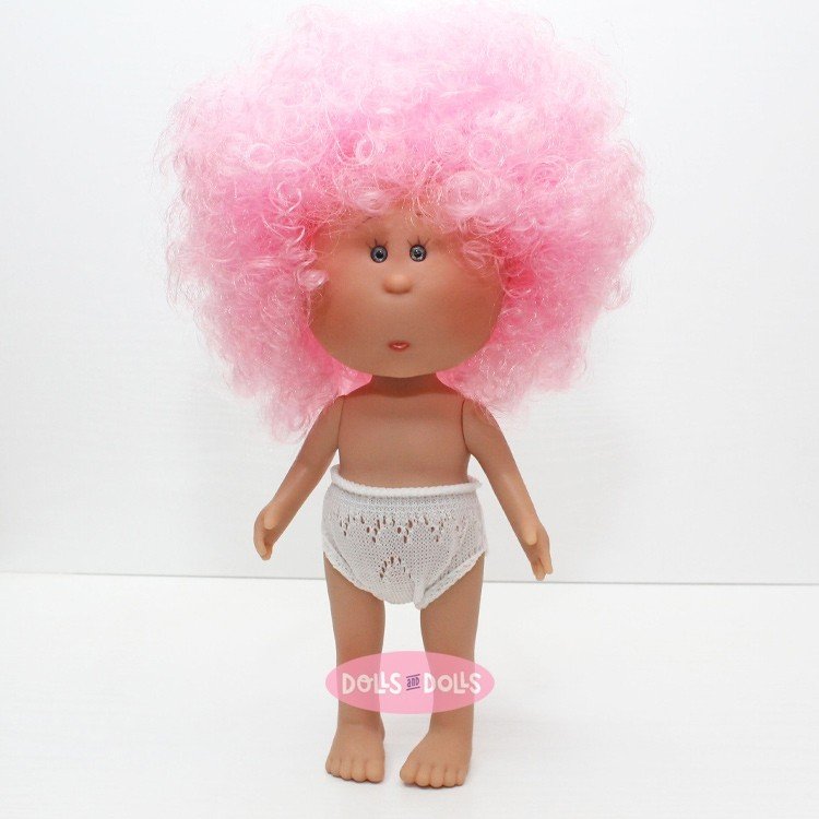 Bambola Nines d'Onil 30 cm - Little Mia con capelli ricci rosa - Senza vestiti