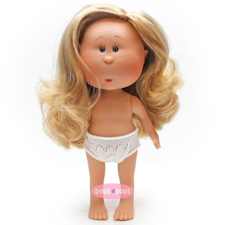 Bambola Nines d'Onil 23 cm - Little Mia con capelli biondi ondulati - Senza vestiti