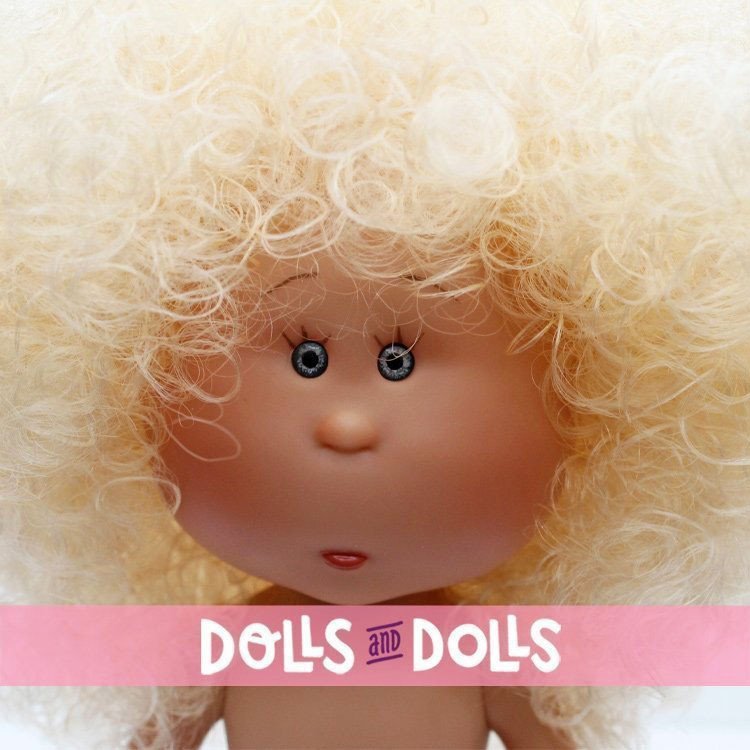 Bambola Nines d'Onil 23 cm - Little Mia con capelli biondi e ricci - Senza vestiti