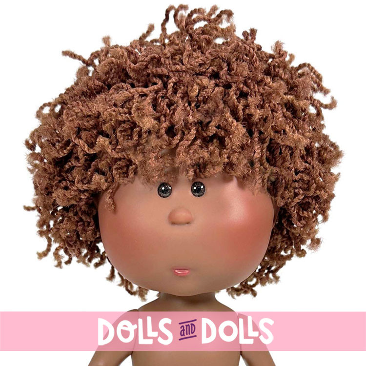 Bambolo Nines d'Onil 23 cm - Little Mio con capelli castani lanosi - Senza vestiti