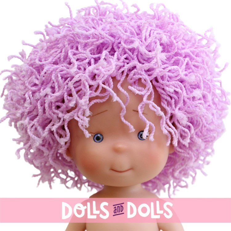 Bambola Nines d'Onil 23 cm - Little Pippa con capelli lilla e lanosi - Senza vestiti