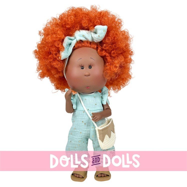 Bambola Nines d'Onil 30 cm - Mia ARTICOLATA - con i capelli rossi in un abito azzurro