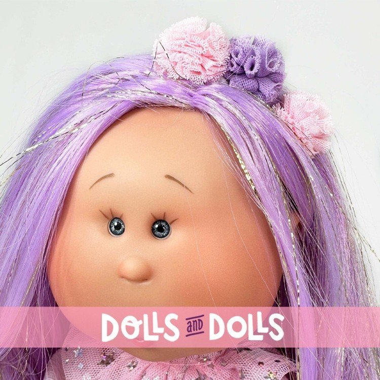 Bambola Nines d'Onil 30 cm - Mia Glitter con capelli lilla