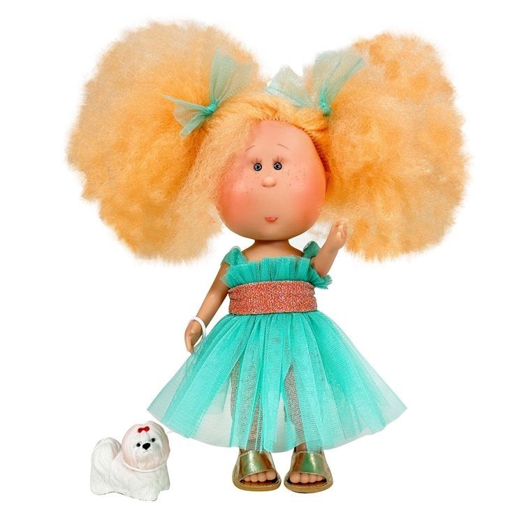 Bambola Nines d'Onil 30 cm - Mia Cotton con capelli arancioni e mascotte